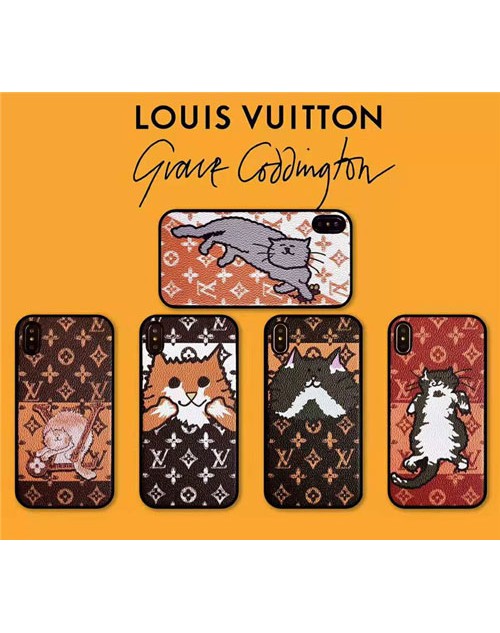 lv iPhone xr/xs max/xsケース ルイヴィトン iphone x/8/7スマホケース ブランドIphone6/6s Plusカバー ジャケット 猫 モノグラム 